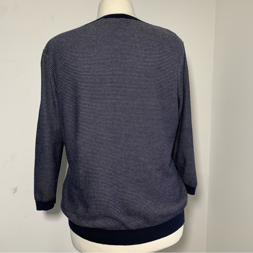 Peter Hahn Women's Knit Jumper Navy White Mix Long Sleeve Pullover Casual UK 22 - Picture 15 of 15